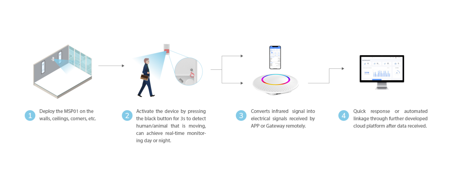 MSP01 Passive infrared sensor body movement monitoring process