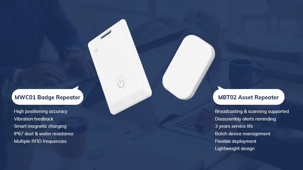 MWC01 Badge Repeater and the MBT02 Asset Repeater